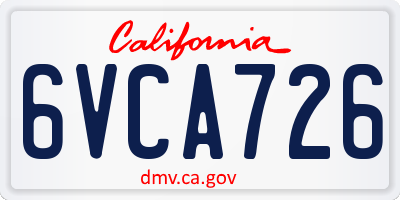 CA license plate 6VCA726