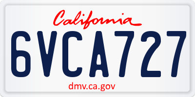 CA license plate 6VCA727