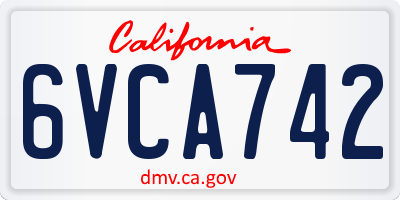 CA license plate 6VCA742