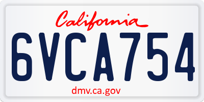 CA license plate 6VCA754