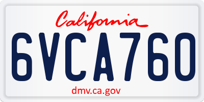 CA license plate 6VCA760