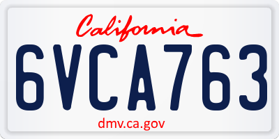CA license plate 6VCA763