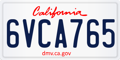 CA license plate 6VCA765