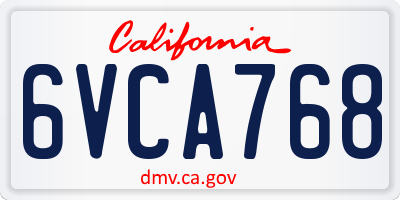 CA license plate 6VCA768