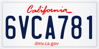 CA license plate 6VCA781