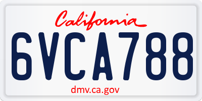 CA license plate 6VCA788