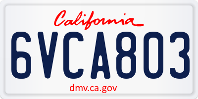 CA license plate 6VCA803
