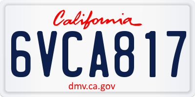 CA license plate 6VCA817