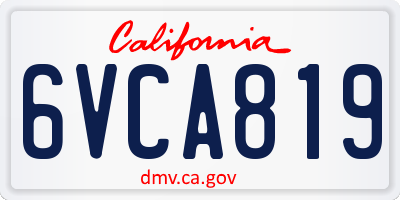 CA license plate 6VCA819