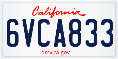 CA license plate 6VCA833