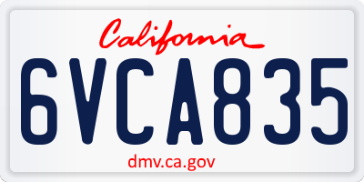 CA license plate 6VCA835