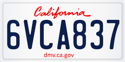 CA license plate 6VCA837