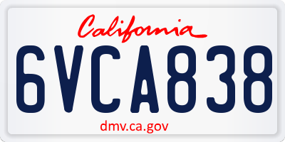 CA license plate 6VCA838