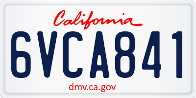 CA license plate 6VCA841