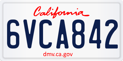 CA license plate 6VCA842