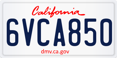 CA license plate 6VCA850