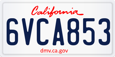 CA license plate 6VCA853
