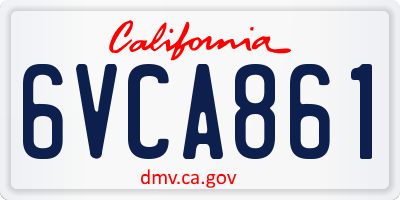 CA license plate 6VCA861