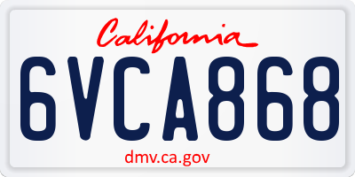 CA license plate 6VCA868