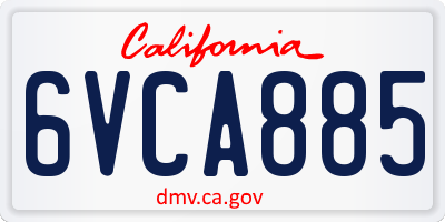 CA license plate 6VCA885
