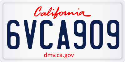CA license plate 6VCA909