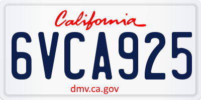 CA license plate 6VCA925