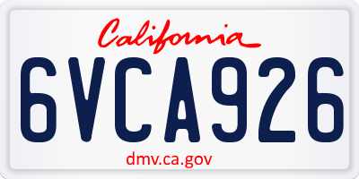 CA license plate 6VCA926