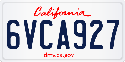CA license plate 6VCA927