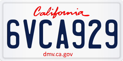 CA license plate 6VCA929