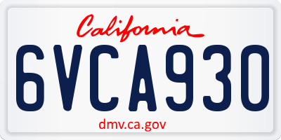 CA license plate 6VCA930