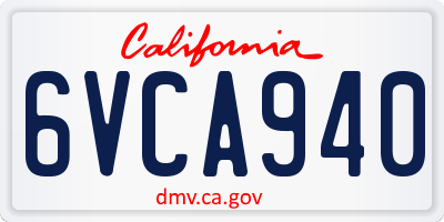 CA license plate 6VCA940