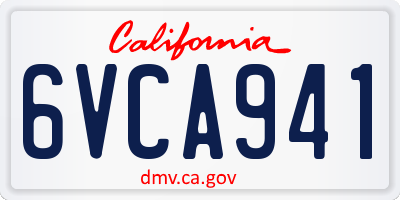 CA license plate 6VCA941