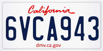 CA license plate 6VCA943