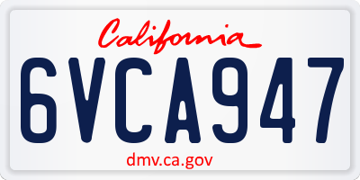 CA license plate 6VCA947