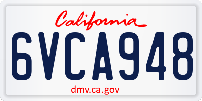 CA license plate 6VCA948