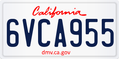 CA license plate 6VCA955