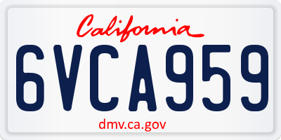 CA license plate 6VCA959
