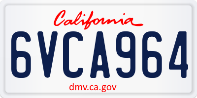 CA license plate 6VCA964