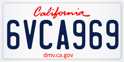 CA license plate 6VCA969