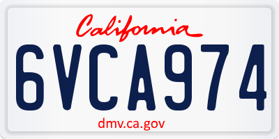 CA license plate 6VCA974