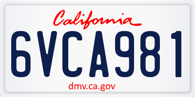 CA license plate 6VCA981
