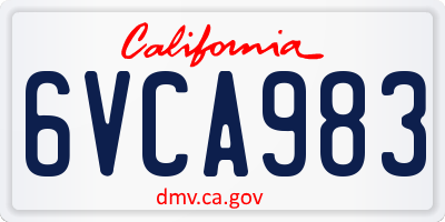 CA license plate 6VCA983