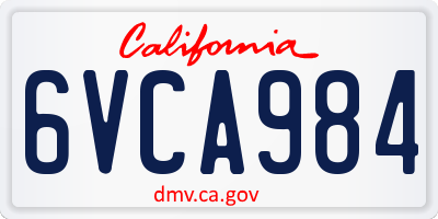 CA license plate 6VCA984