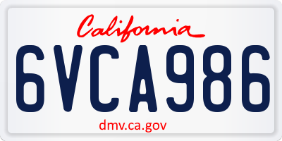 CA license plate 6VCA986