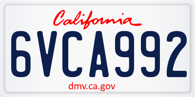 CA license plate 6VCA992