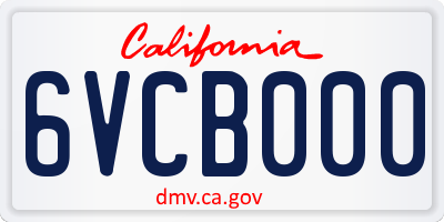 CA license plate 6VCB000