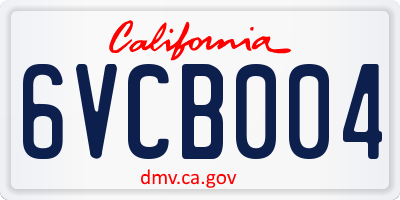 CA license plate 6VCB004