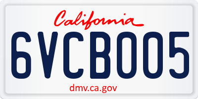 CA license plate 6VCB005