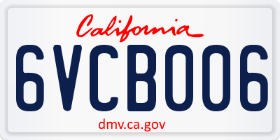 CA license plate 6VCB006