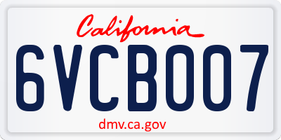 CA license plate 6VCB007